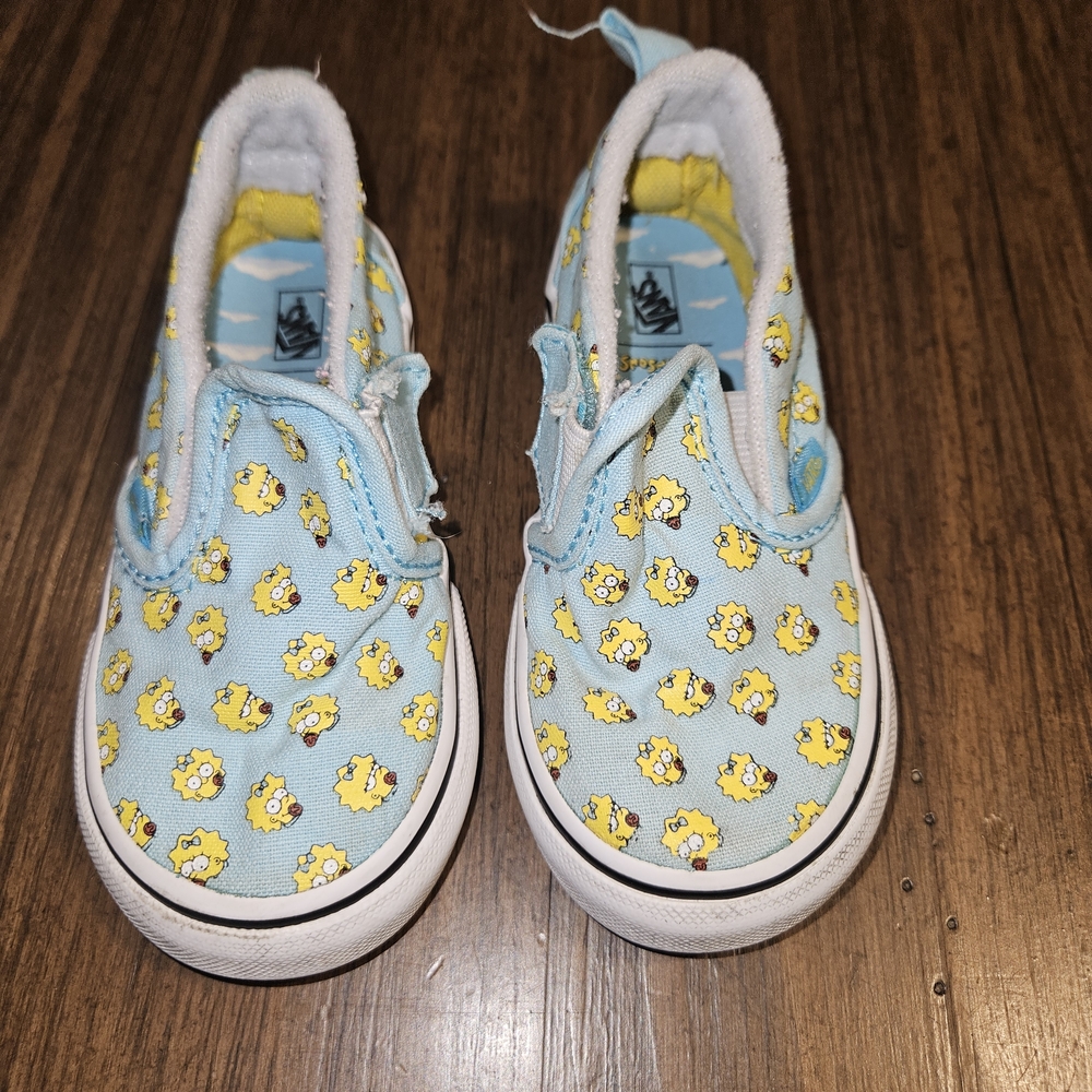 Vans Kids Light BlueSimpsons Cartoon Slip-On Sneakers Size 7.5 T